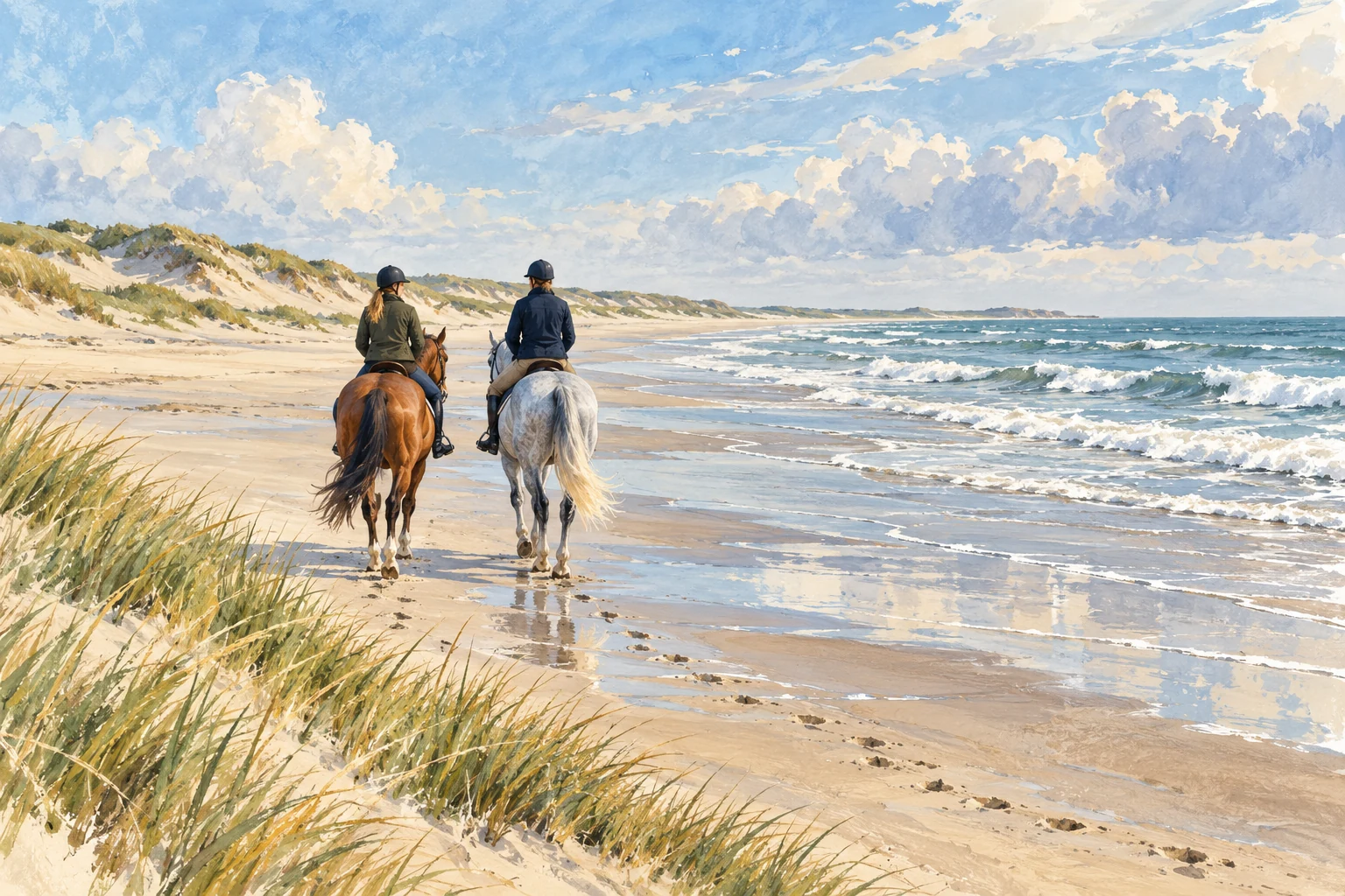 Zwei Reiter am weiten Sylter Strand