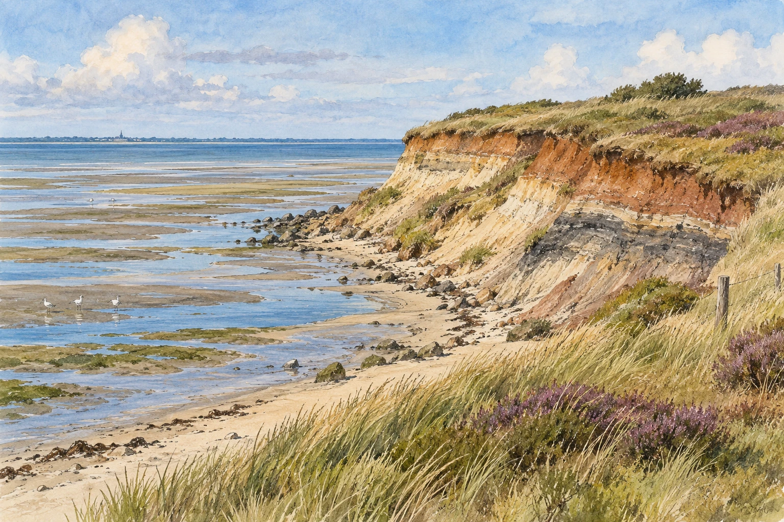 Aquarellillustration: Morsum – Farbiges Kliff & Inselosten