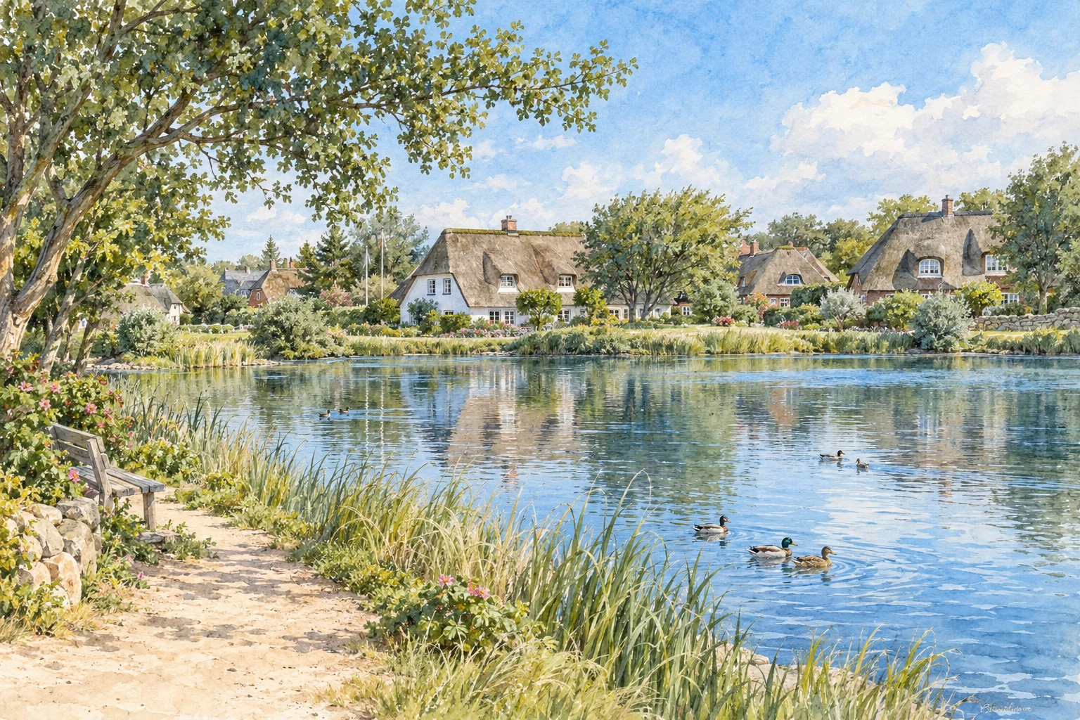 Aquarellillustration: Wenningstedt – Ihr Zuhause auf der Insel